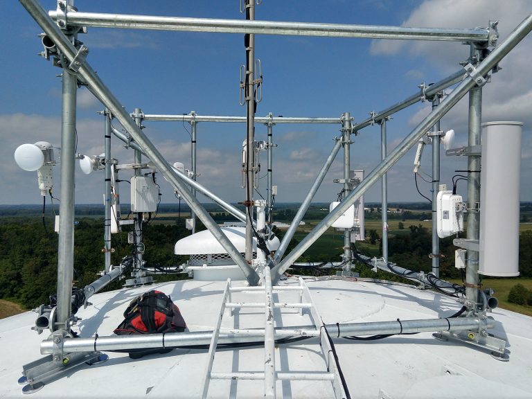 Water tower install with mounting frame