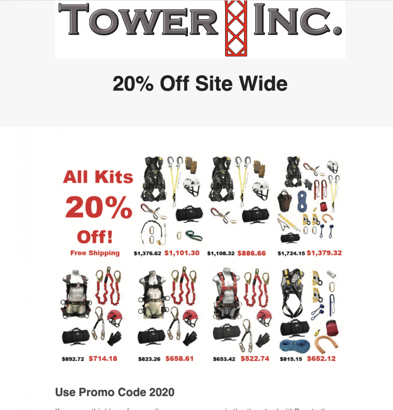 Tower One Inc. 20% off sale