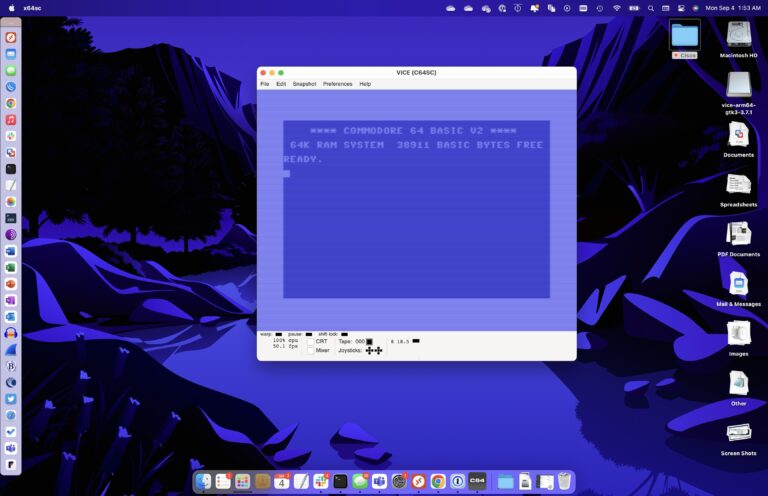 Geeking out with the Vice C64 emulator on Apple Silicon