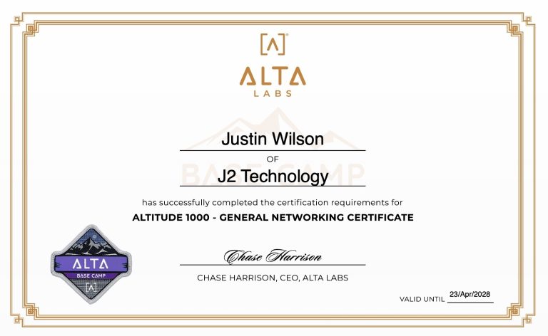 I achieved my Alta Labs Altitude 1000 Certificate