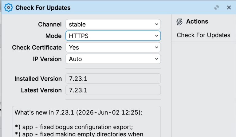 Mikrotik quietly adds features to the Winbox package updates